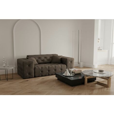Sofa Designersofa CHANTAL 2-Sitzer in Stoff Opera Velvet Braun