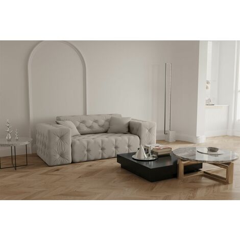 Sofa Designersofa CHANTAL 2-Sitzer in Stoff Opera Velvet Cream