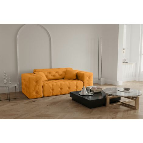 Sofa Designersofa CHANTAL 2-Sitzer in Stoff Opera Velvet Gelb