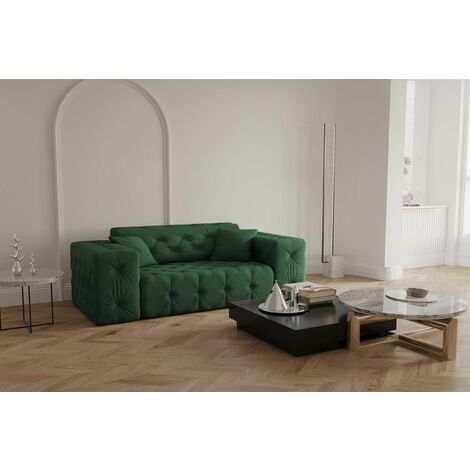 Sofa Designersofa CHANTAL 2-Sitzer in Stoff Opera Velvet Grün