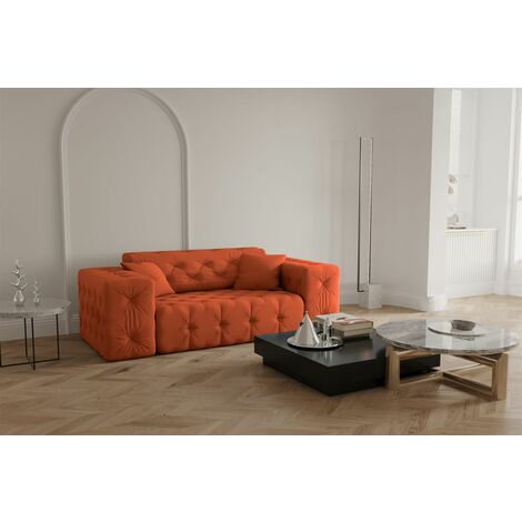Sofa Designersofa CHANTAL 2-Sitzer in Stoff Opera Velvet Orange