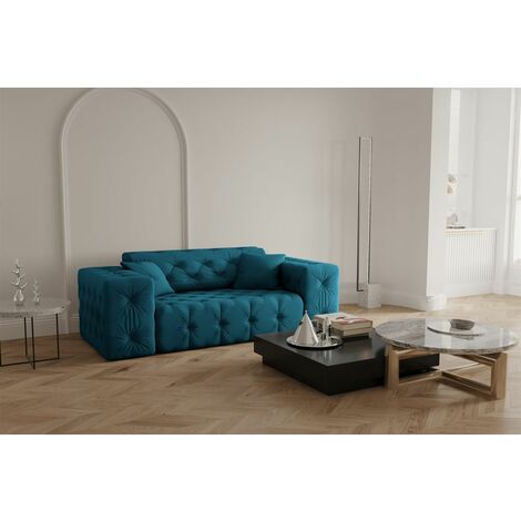 Sofa Designersofa CHANTAL 2-Sitzer in Stoff Opera Velvet Ozeanblau
