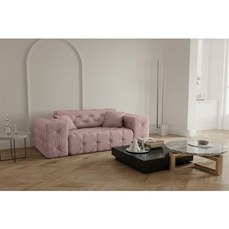 Sofa Designersofa CHANTAL 2-Sitzer in Stoff Opera Velvet Pink