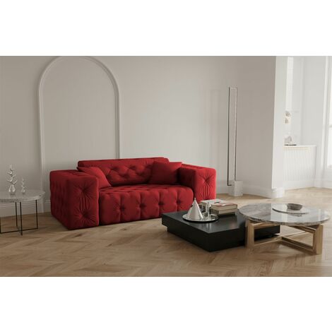 Sofa Designersofa CHANTAL 2-Sitzer in Stoff Opera Velvet Rubinrot