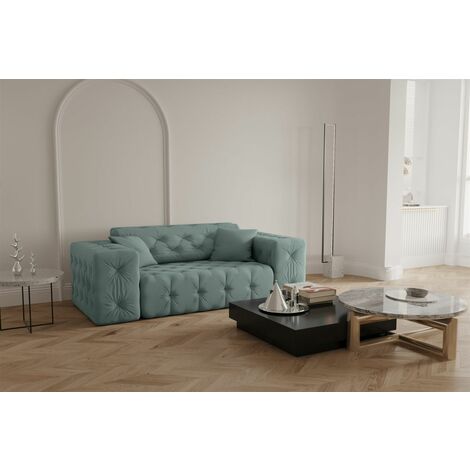 Sofa Designersofa CHANTAL 2-Sitzer in Stoff Opera Velvet Saphir