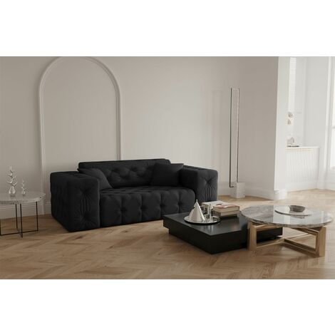 Sofa Designersofa CHANTAL 2-Sitzer in Stoff Opera Velvet Schwarz