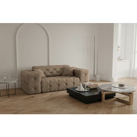 Sofa Designersofa CHANTAL 2-Sitzer in Stoff Opera Velvet Taupe