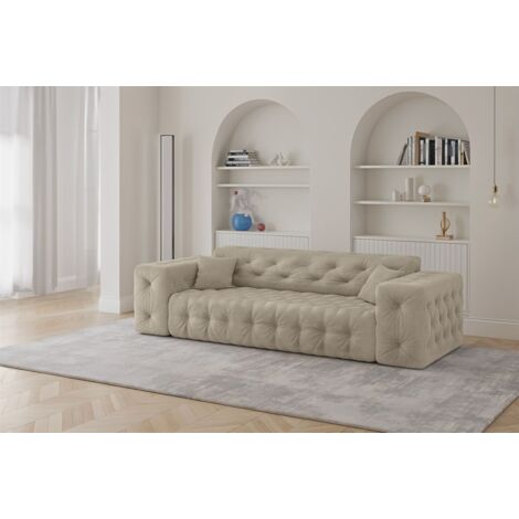 Sofa Designersofa CHANTAL 3-Sitzer in Stoff Moly Beige