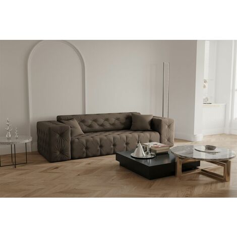 Sofa Designersofa CHANTAL 3-Sitzer in Stoff Opera Velvet Braun