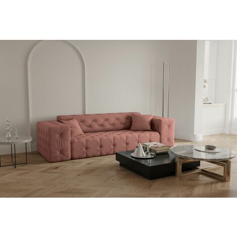 Sofa Designersofa CHANTAL 3-Sitzer in Stoff Opera Velvet Koralle