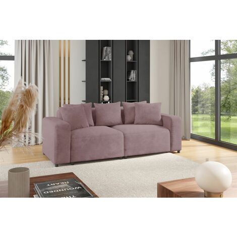 Sofa Designersofa MEGAN 2-Sitzer in Stoff Poso Altrosa