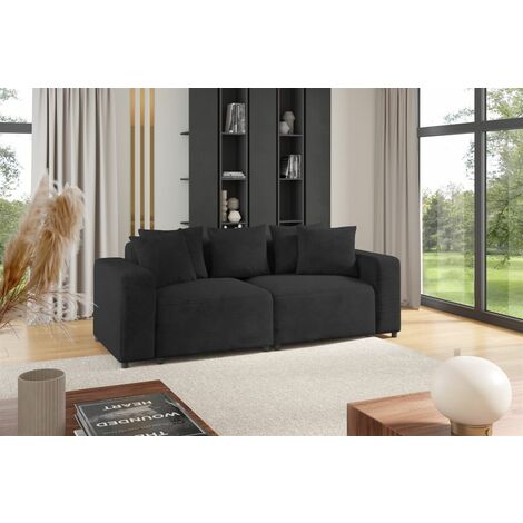 Sofa Designersofa MEGAN 2-Sitzer in Stoff Poso Anthrazit