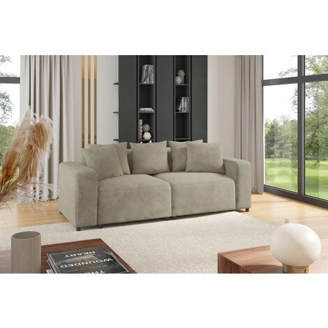 Sofa Designersofa MEGAN 2-Sitzer in Stoff Poso Beige