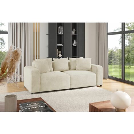 Sofa Designersofa MEGAN 2-Sitzer in Stoff Poso Creme