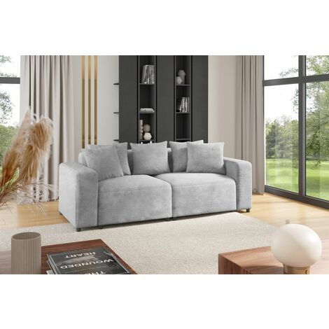 Sofa Designersofa MEGAN 2-Sitzer in Stoff Poso Hellgrau
