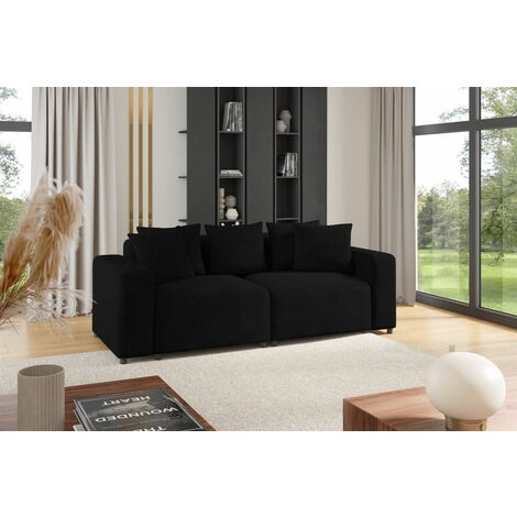 Sofa Designersofa MEGAN 2-Sitzer in Stoff Poso Schwarz