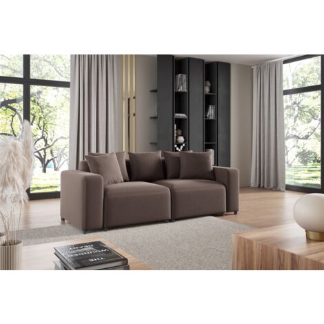 Sofa Designersofa MEGAN 2-Sitzer in Stoff Salvador Braun