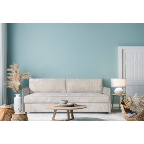 Sofa Designersofa RUBY mit Schlaffunktion Stoff Anafi Hellbeige