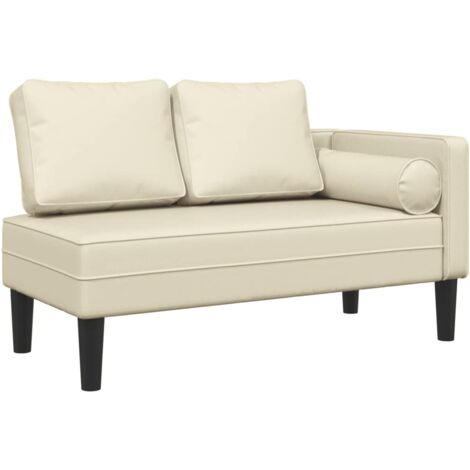 Sofá diván chaise longue para interior con cojines color crema PVC crema DEC026066