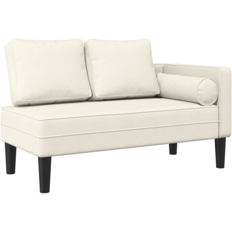 Sofá diván chaise longue para interior con cojines de terciopelo color crema DEC026070