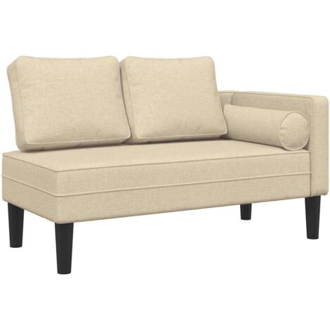 Sofá diván chaise longue para interior con cojines en tela crema DEC026067