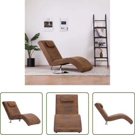 Sofá -  Diván con almohada de piel de ante artificial marrón