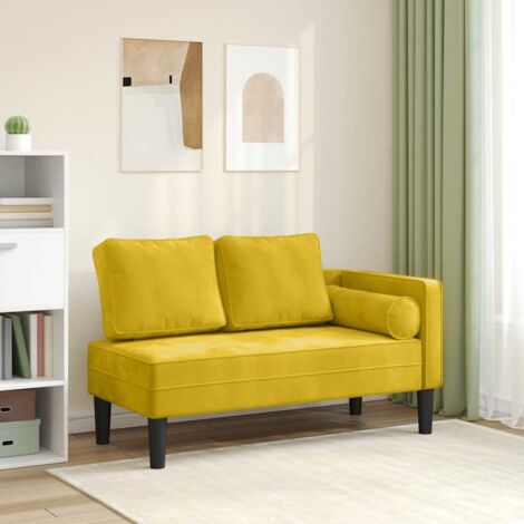 Sofá diván con cojines terciopelo amarillo