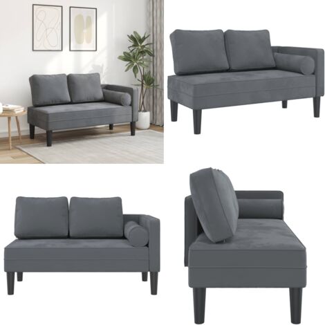Sofá diván con cojines terciopelo gris oscuro - Sofá lounge - Sofá con cojines