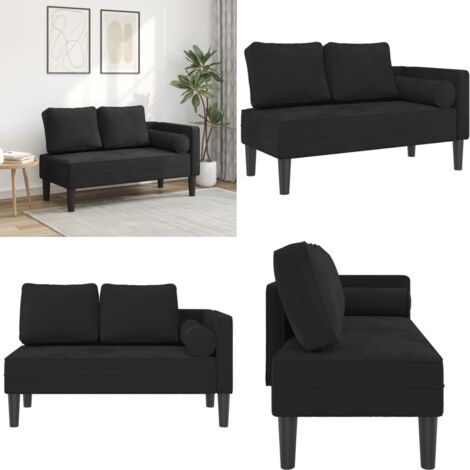 Sofá diván con cojines terciopelo negro - Sofá lounge - Sofá con cojines