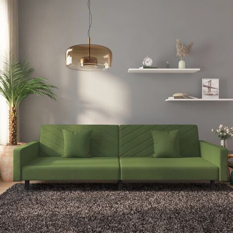 KALISSE Sofa Divan convertible - Contemporain Canapé-lit à 2 places avec deux oreillers Vert foncé Velours Pour Salon Best763393