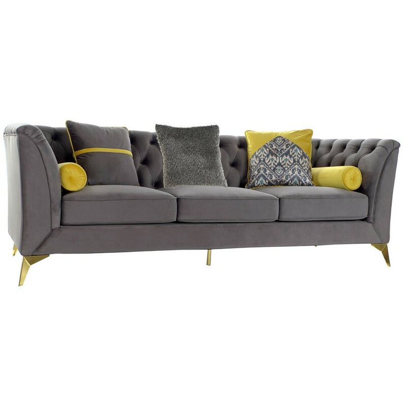 

Sofá DKD Home Decor Gris Poliéster Metal Dorado (230 x 88 x 81 cm)