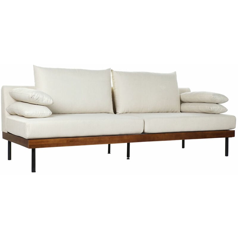 

Sofá DKD Home Decor Marrón Beige Poliéster Algodón Metal Pino (220 x 88 x 85 cm)