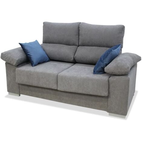 HM-ACTUALLY Sofá dos plazas Alvaro tapizado gris, 160 cm (Ancho) x 88 cm (Fondo) x 97 cm (Alto)