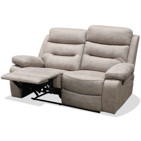 Sofá dos plazas relax con palanca Genova XL tapizado textil cemento, 155cm(Ancho) 90cm(Fondo) 101cm(Alto)