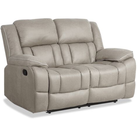 Sofá dos plazas relax con palanca modelo Cooper tapizado textil beige, 163cm(Ancho) 90cm(Fondo) 108cm(Alto)