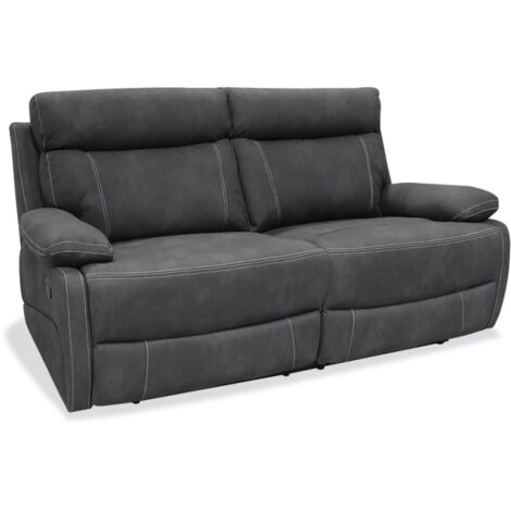 Sofá dos plazas relax con palanca modelo Jack tapizado textil gris oscuro, 182cm(Ancho) 94cm(Fondo) 105cm(Alto)