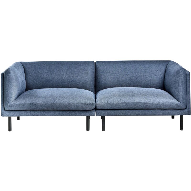 Beliani - Sofa Dunkelblau Stoff 3-sitzer Gepolstert Mit Schwarzen Metallbeinen Modernes Design Couch Wohnzimmermöbel
