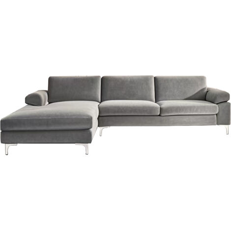 Sofa-Ecke links 4-5 Plätze in grauem Samt GALWAY