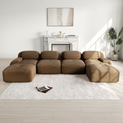 Sofa Ecksofa modular rahmenlos Cord Braun OKMYHOME