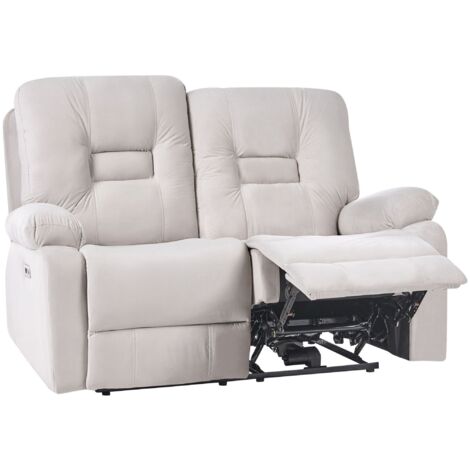 Sofa elektrisch verstellbar 2-Sitzer BERGEN Samtstoff Sandbeige mit USB-Anschluss