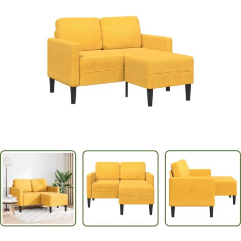 Sofá en forma de L -  Sofá 2 plazas con chaise longue en forma L amarillo claro 125cm
