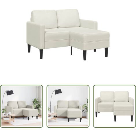 Sofá en forma de L -  Sofá de 2 plazas con chaise longue en forma de L crema 125 cm