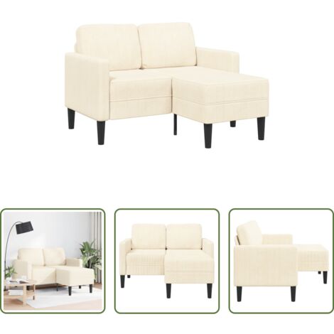 Sofá en forma de L -  Sofá de 2 plazas con chaise longue en forma de L crema 125cm