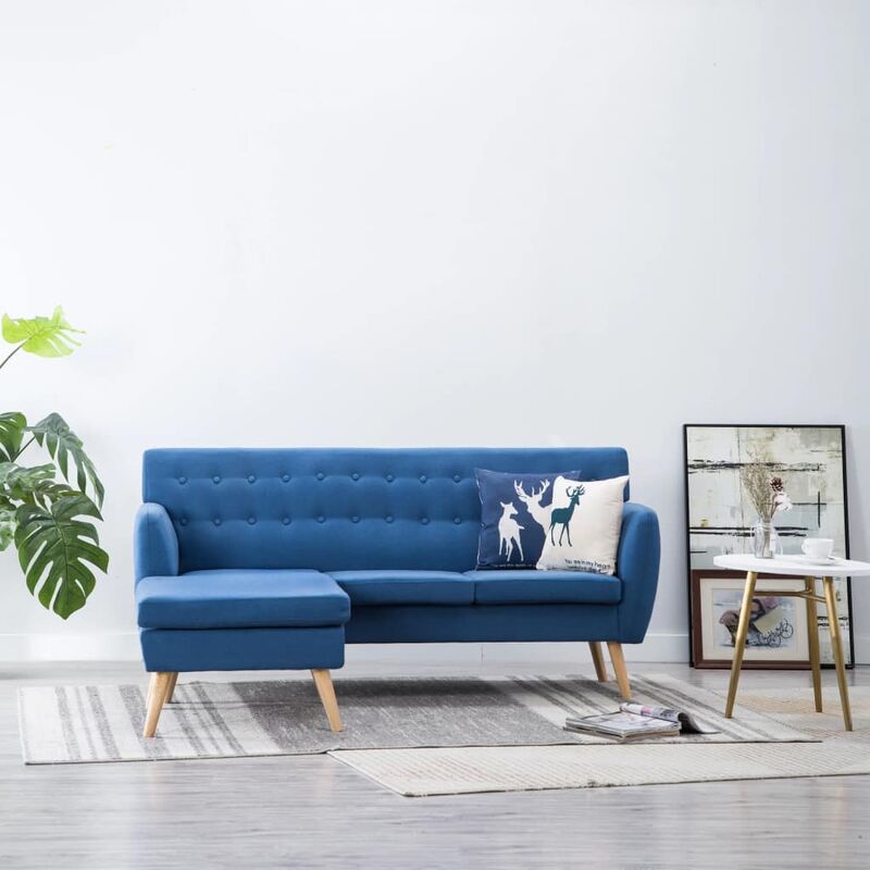

Sofa en forma de L tapizado de tela azul 171,5x138x81,5 cm