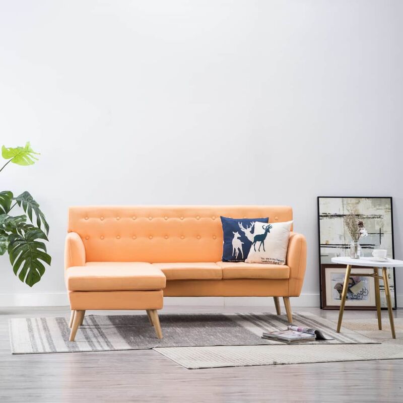 

Sofá en forma de L tapizado de tela naranja 171,5x138x81,5 cm