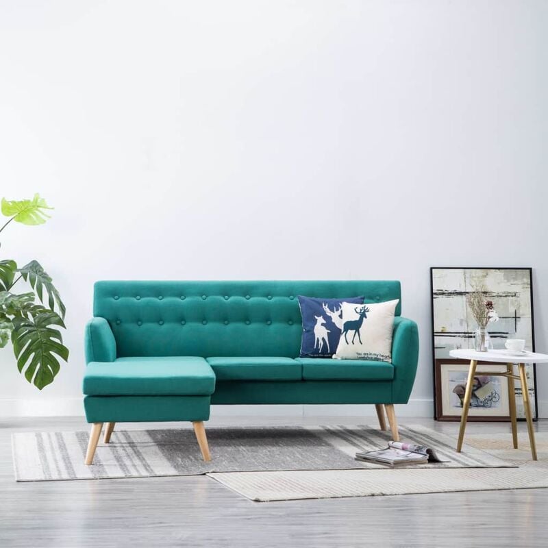 

Sofa en forma de L tapizado de tela verde 171,5x138x81,5 cm