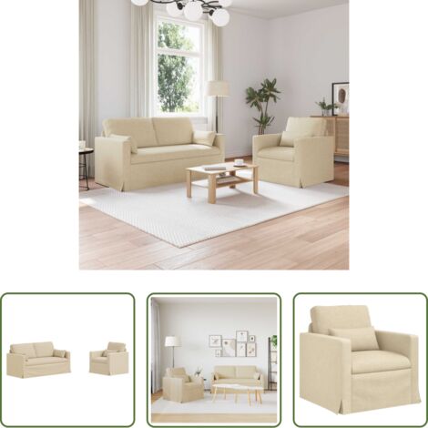 Sofá ergonómico -  Juego de Sofá 2 pcs Crema 158 x 78 x 80 cm tela