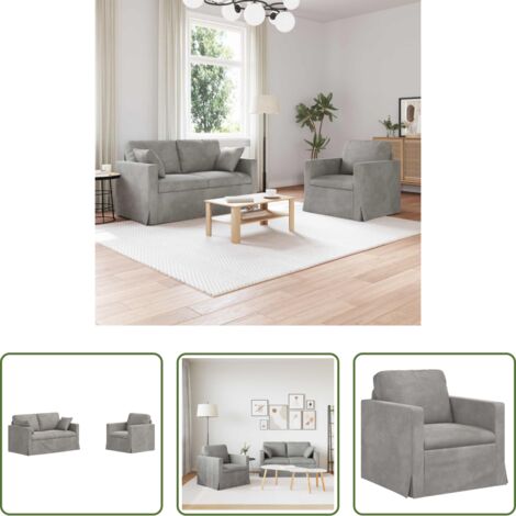 Sofá ergonómico -  Juego de Sofá 2 pcs Gris Claro 138 x 78 x 80 cm Terciopelo