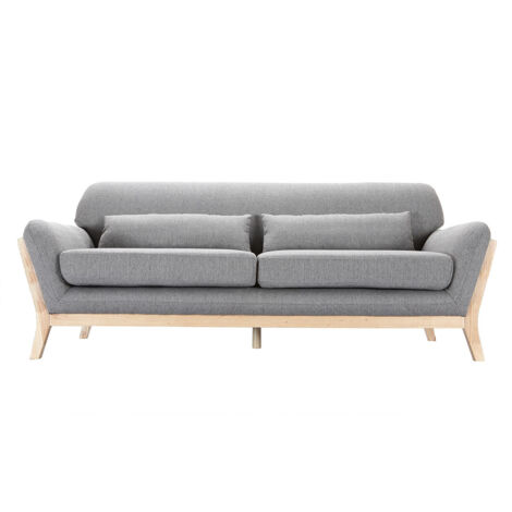 Sofá escandinavo 3 plazas gris patas madera YOKO