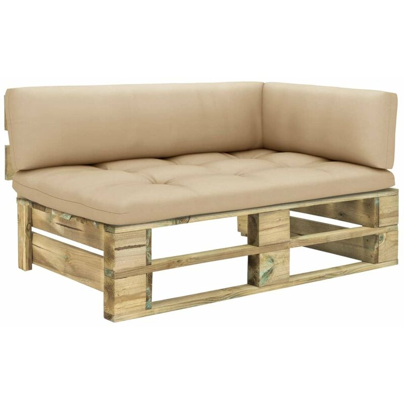

Sofa esquina de pales para jardin madera pino impregnada verde